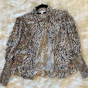 Topshop Black and Cream Zebra Print Blouse